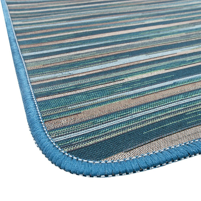 Tappeto Cucina Bordato Tessitura Piatta Bagno Camera Corridoio Stile Bamboo Blu 52x240 cm