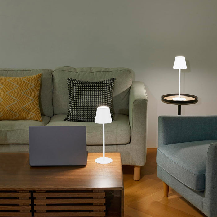 Lampada Touch Led Regolabile Tavolo Abat Jour Comodino Scrivania No Fili Ricaricabile Usb Bianca