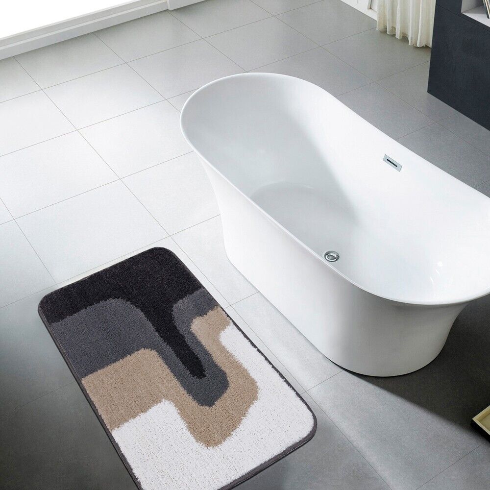 Tappeto Bagno 50x80 Cm Doccia Scendiletto Pelo Raso Morbido Assorbente Antiscivolo Lavabile Grigio