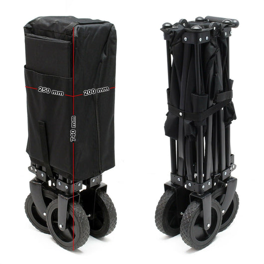 Carrello da trasporto pieghevole protezione solare diavolo trasporto spiaggia giardino nero 16_0000762