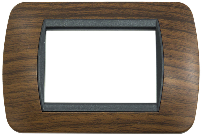 PLACCHETTA COMPATIBILE LIVING 3 POSTI LEGNO SCURO 3 COPRI INTERRUTTORE CL 119-03