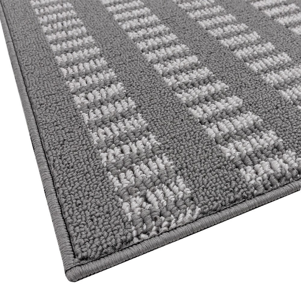 Tappeto Cucina Morbido 3D Assorbente Lavabile Antiscivolo Passatoia Bordata A Righe 57x180 Grigio