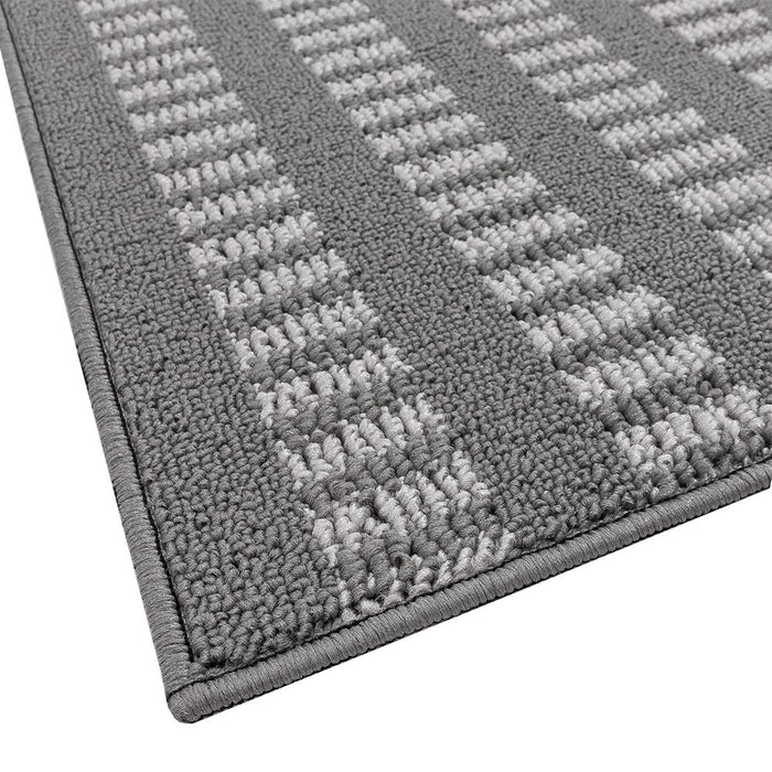 Tappeto Cucina Morbido 3D Assorbente Lavabile Antiscivolo Passatoia Bordata A Righe 57x180 Grigio