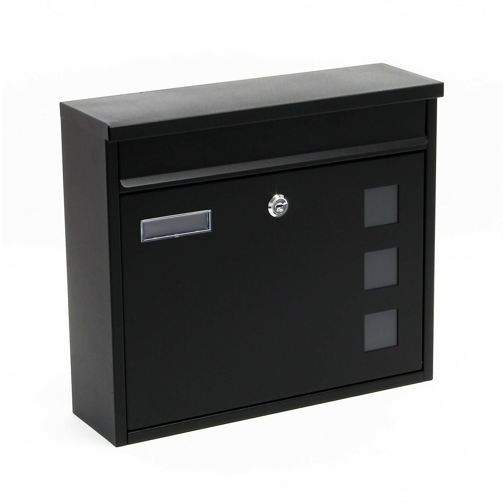 Cassetta postale da parete design verniciata a polvere 30 × 39,5 × 11 cm nero 16_0000105