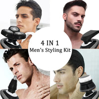 KIT RASOIO ELETTRICO UOMO BARBA NASO PULIZIA VISO IMPERMEABILE USB RICARICABILE