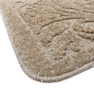Tappeto Bagno Damascato Parure Beige Morbido Soffice Assorbente Antiscivolo Lavabile
