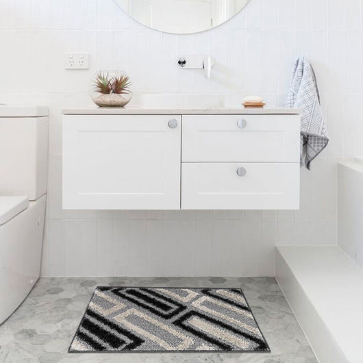 Tappeto Bagno 50x80 Cm Moderno Morbido Soffice Assorbente Asciugapassi Antiscivolo Lavabile Nero