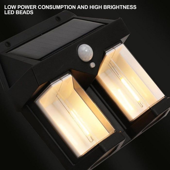 APPLIQUE SOLARE DA PARETE ESTERNO IMPERMEABILE DOPPIO LED SENSORE CREPUSCOLARE
