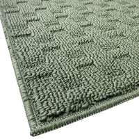 Tappeto Bagno Morbido Assorbente Antiscivolo 3D Intrecciato Lavabile Set 3 Pezzi Verde