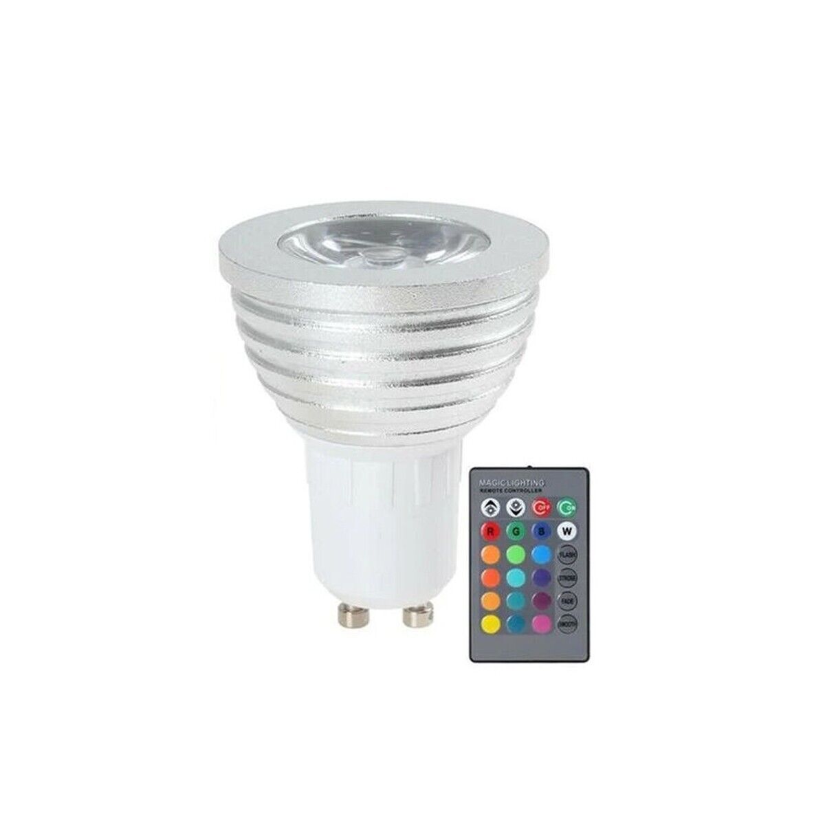 FARETTO LED LUCE RGB GU10 LAMPADINA 5W MULTICOLORE PROGRAMMABILE TELECOMANDO