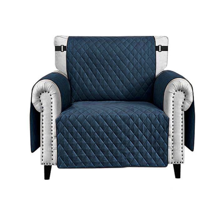 Copri Poltrona Impermeabile Tasche Laterali Proteggi Poltrona Antimacchia Antiscivolo 1 Posto Blu