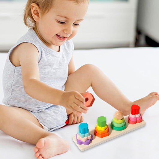 GIOCO EDUCATIVO IN LEGNO FORME GEOMETRICHE COLORATE MONTESSORI BAMBINI 52296A