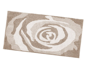 Tappeto Bagno Scendiletto 65x140 cm Puro Cotone Rosa Elegante Assorbente Antiscivolo Beige