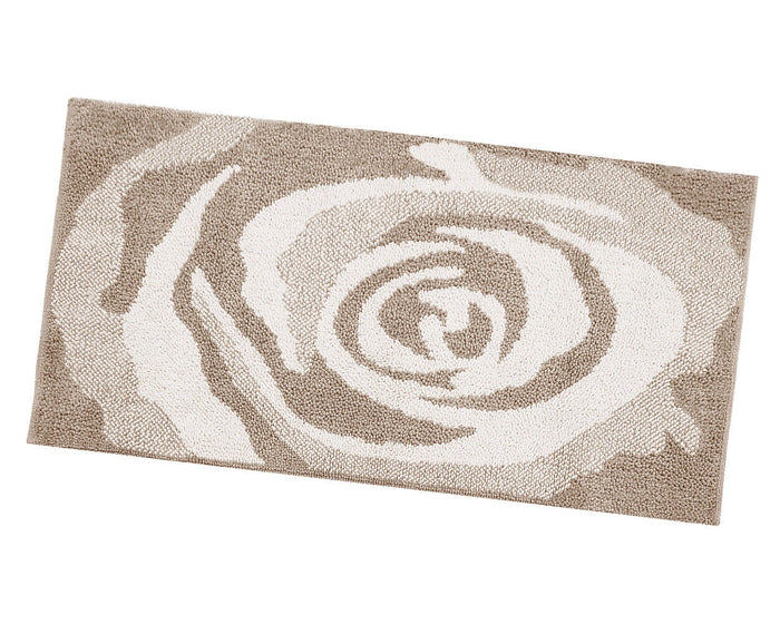 Tappeto Bagno Scendiletto 65x140 cm Puro Cotone Rosa Elegante Assorbente Antiscivolo Beige