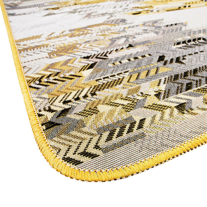 Tappeto Cucina Etnico 54x80 Cm Moderno Passatoia Antiscivolo Tessuto Gobelin Lavabile Giallo