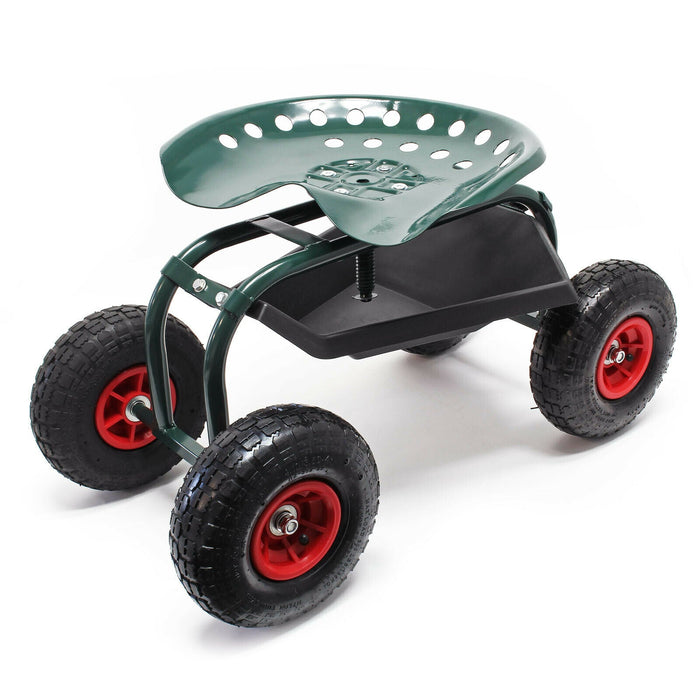 Sedile da giardino su ruote larghe max 150 kg carrello scorrevole porta attrezzi 16_0002694