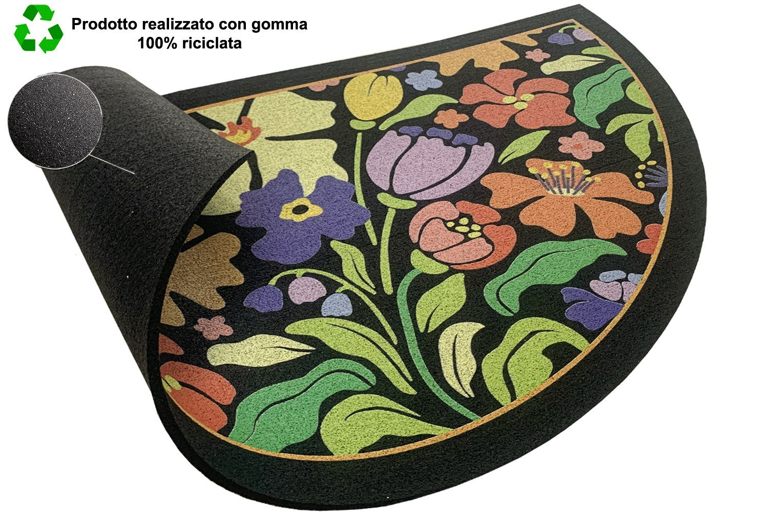 Zerbino Gomma Sostenibile 40X70 Antiscivolo Ingresso Interno Esterno Moderno Semiluna Dis.MD