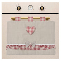 Copriforno Cucina Universale Morbido Cuore Rosso Ricamato Proteggi Forno