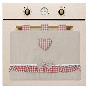 Copriforno Cucina Universale Morbido Cuore Rosso Ricamato Proteggi Forno