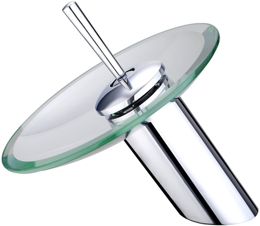 MISCELATORE RUBINETTO VASCA LAVABO MONOCOMANDO A CASCATA CROMATO  VETRO 812-11