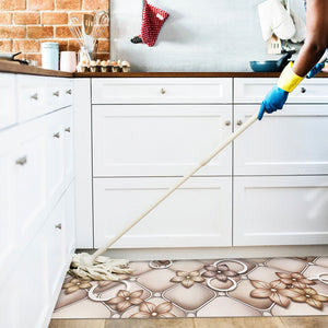 Tappeto Cucina Pvc Antimacchia 51x210 Cm Fiorito Elegante Passatoia Antiscivolo Antisfilo