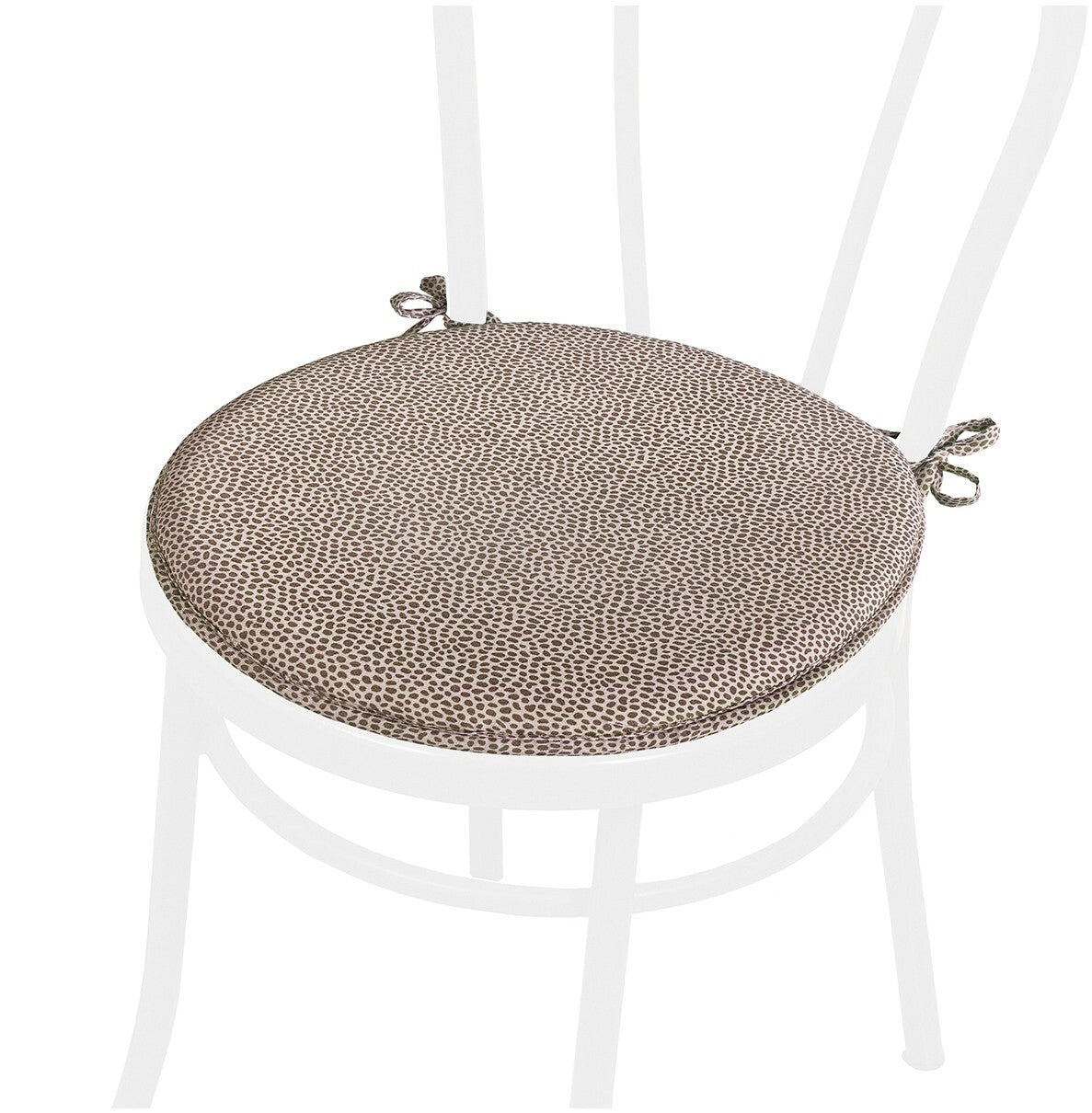 Set 4 Cuscini Sedia Maculati Rotondi Cotone Con Lacci Lavabili Morbidi Coprisedia Tondo Marrone