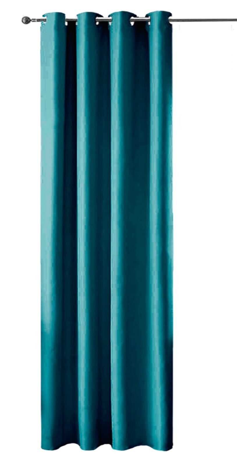 Tenda Porta Finestra 140x280 Cm Raso Sintetico 1 Pannello Coprente Occhielli Acciaio Petrolio