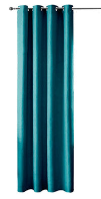 Tenda Porta Finestra 140x280 Cm Raso Sintetico 1 Pannello Coprente Occhielli Acciaio Petrolio