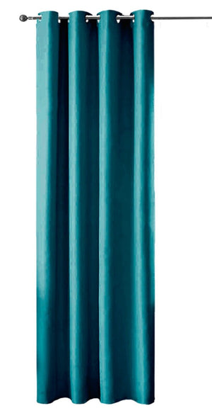 Tenda Porta Finestra 140x280 Cm Raso Sintetico 1 Pannello Coprente Occhielli Acciaio Petrolio