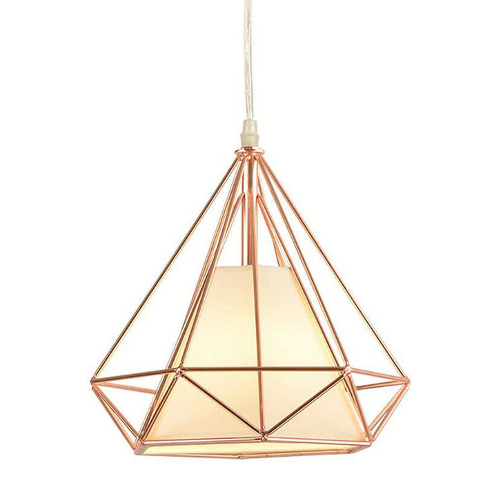 LAMPADARIO GABBIA METALLO INDUSTRIALE RETRO E27 PENDENTE VINTAGE ORO ROSA SJ099