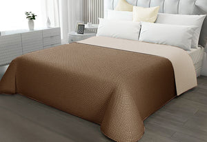 Trapunta Double Face MATRIMONIALE 250x250 cm Coperta Morbida Copriletto Tinta Unita Marrone
