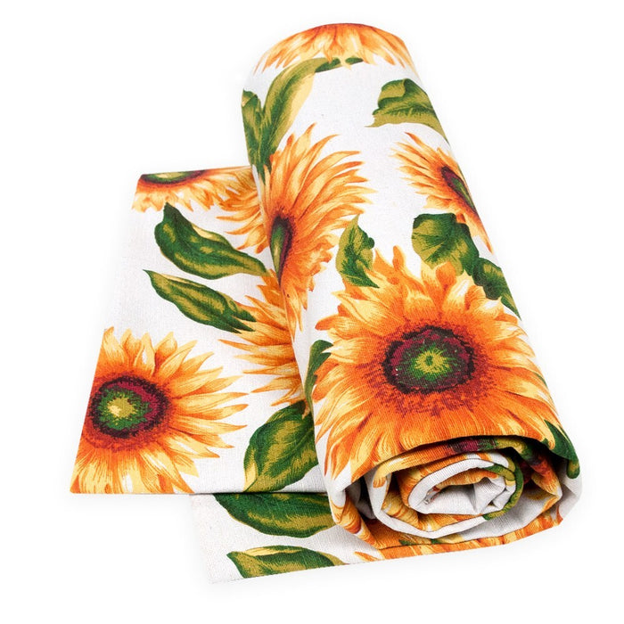 Tessuto Stoffa Girasoli Cotone Cucito Arredo Rivestimento Foderare Cuscini Divani 2,8x1 Mt Bianco