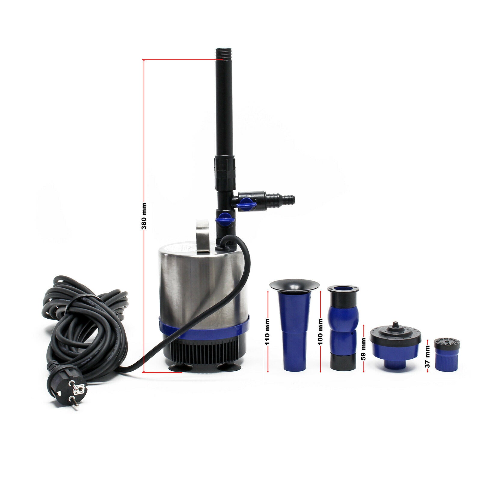 Pompa per fontana in acciaio inox 50 watt 1750 litri ora con 3 accessori 16_0002898