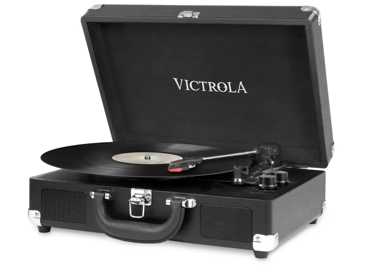 Victrola Journey, Valigia Giradischi Vintage Bluetooth a 3 Velocità, Nero