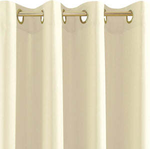 Tenda Porta Finestra 140x280 Cm Raso Sintetico 1 Pannello Coprente Occhielli Acciaio Beige