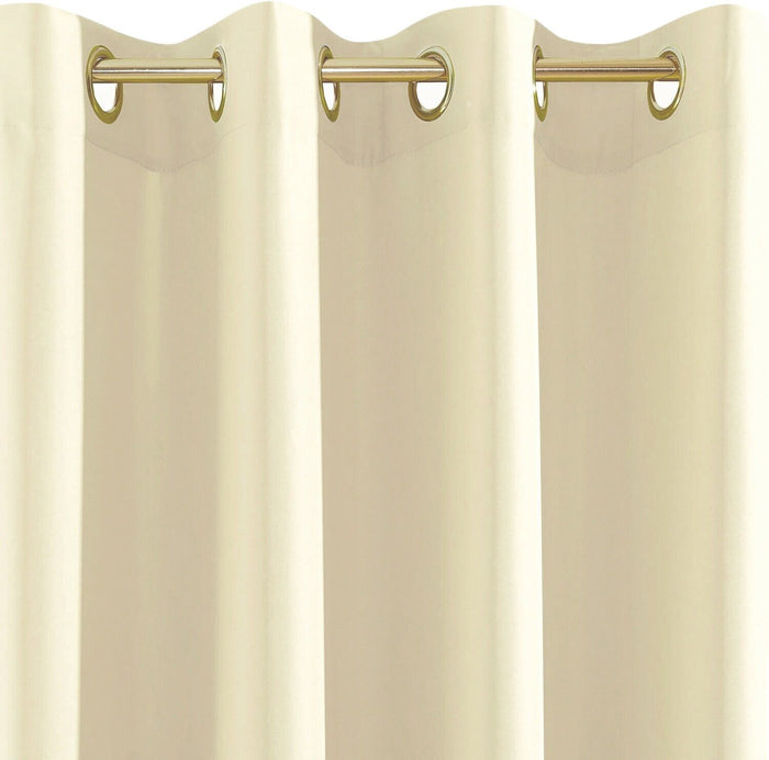 Tenda Porta Finestra 140x280 Cm Raso Sintetico 1 Pannello Coprente Occhielli Acciaio Beige