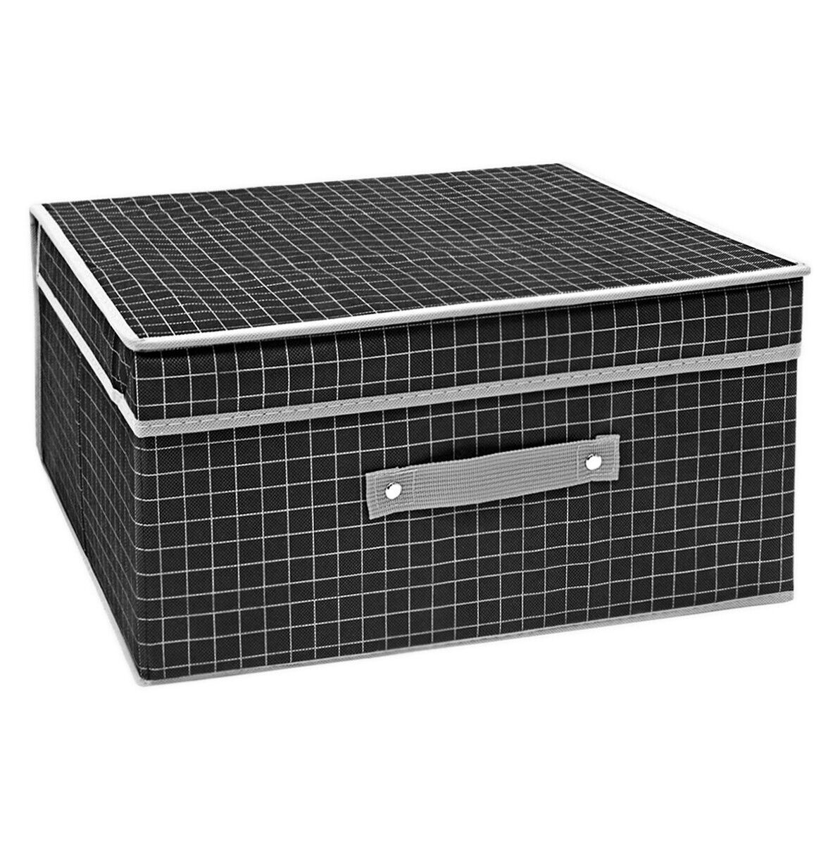 Scatola Salvaspazio Tessuto Rigida 41x35x20 cm Pieghevole Contenitore Vestiti Abiti Nero