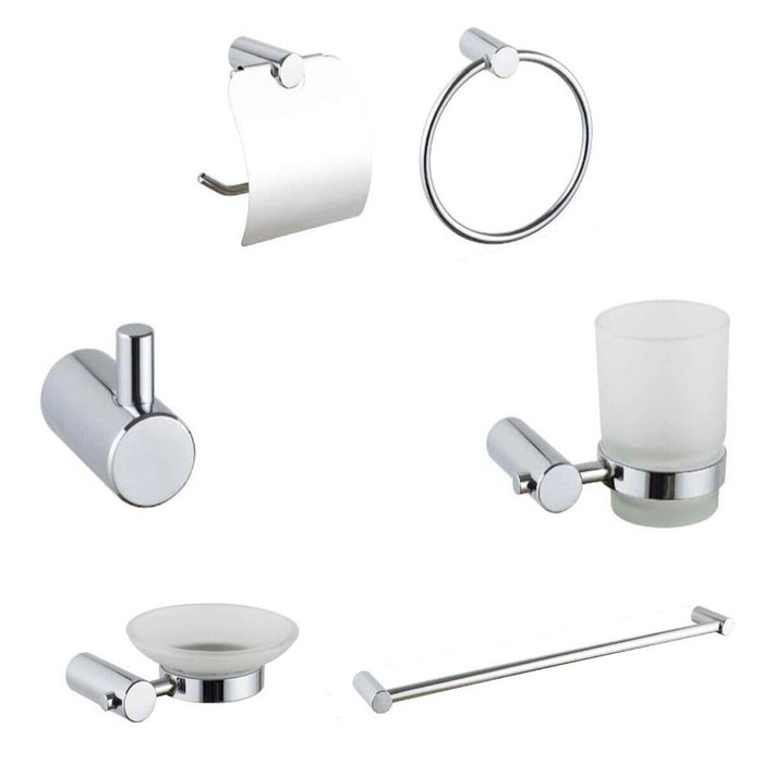 KIT COMPLETO 6 ACCESSORI BAGNO ASTA SAPONE WC GANCIO PORTA ASCIUGAMANO 03908