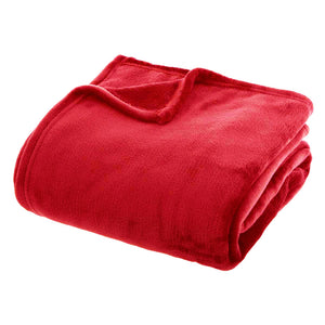 Plaid Morbidissimo Tinta Unita Coperta Soffice Pile Caldo Letto Divano Rosso 160x210 cm