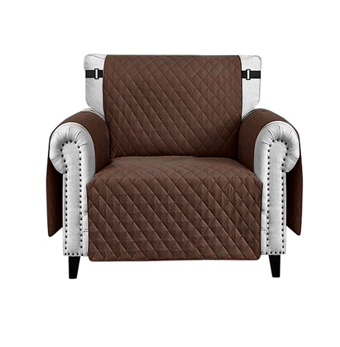 Copri Poltrona Impermeabile Tasche Laterali Proteggi Poltrona Antimacchia Antiscivolo 1 Posto Marrone