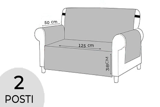 Copridivano Impermeabile Tasche Laterali Proteggi Divano Antimacchia Antiscivolo 2 Posti Blu