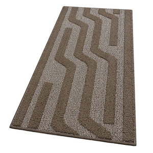 Tappeto Cucina A Righe 57x280 Cm 3D Morbido Bordato Passatoia Ingresso Assorbente Antiscivolo Marrone