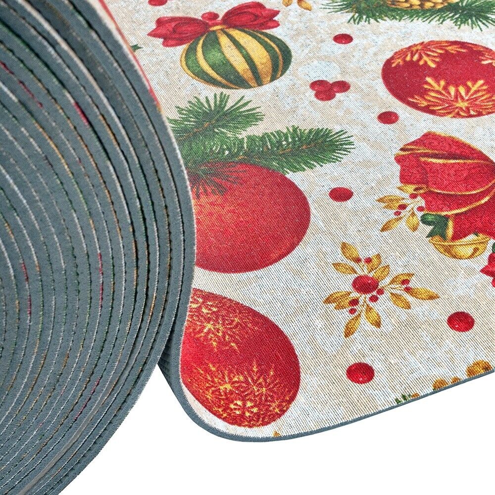 Tappeto Cucina Natale Natalizio 52x280 cm Antiscivolo Passatoia Addobbi Festa Fantasia A