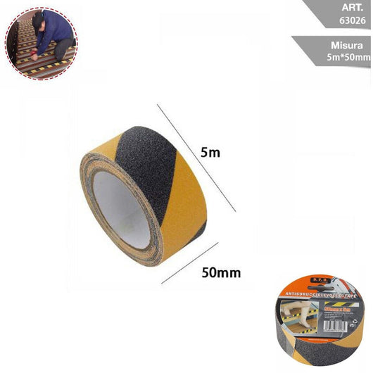 NASTRO ANTISCIVOLO ADESIVO 5MM 5MT BICOLORE SCALE PAVIMENTI SUPERFICI SCIVOLOSE