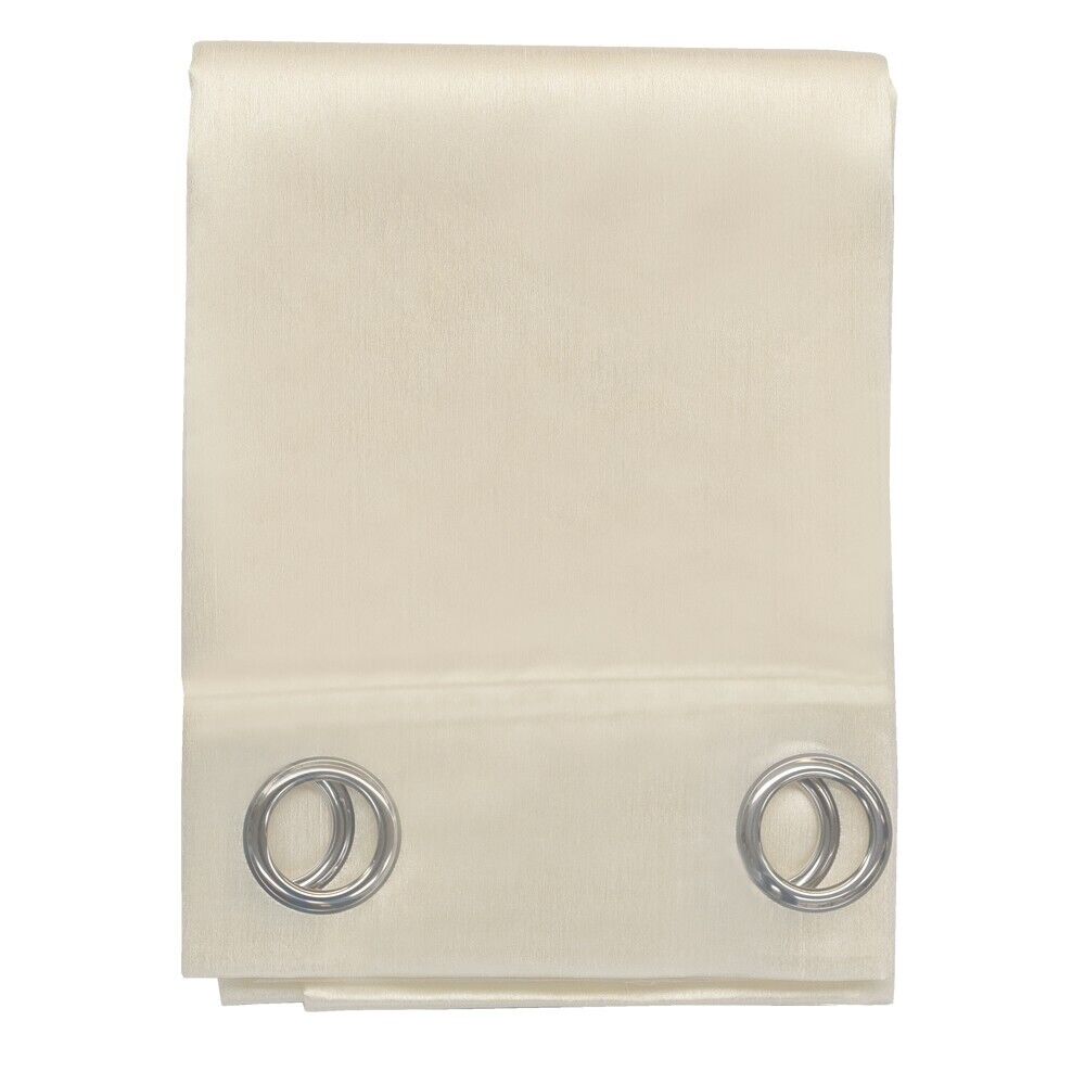 Tenda Porta Finestra 140x280 Cm Raso Sintetico 1 Pannello Coprente Occhielli Acciaio Beige