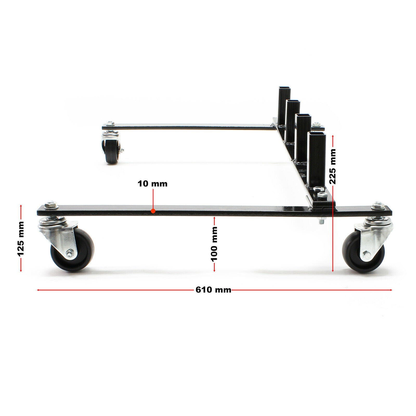 Supporto mobile per rack di stoccaggio per 4 carrelli con martinetto idraulico rack di trasporto 16_0002928