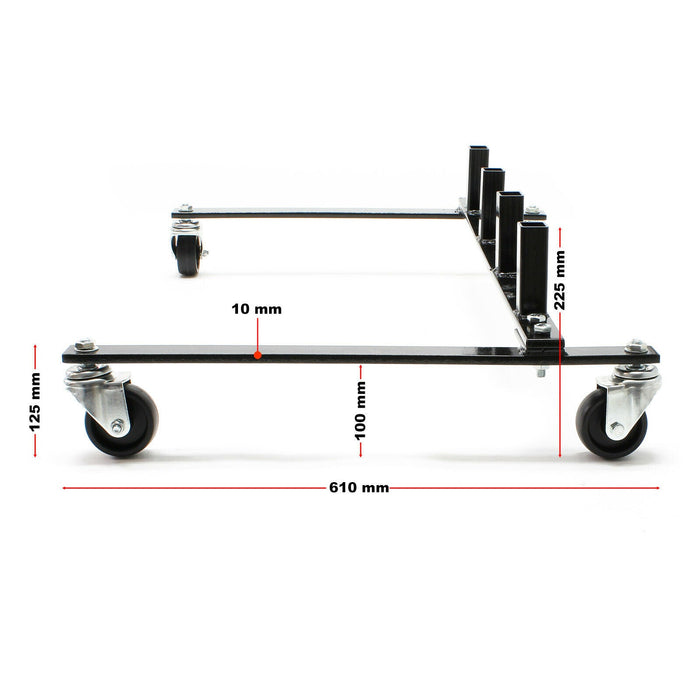 Supporto mobile per rack di stoccaggio per 4 carrelli con martinetto idraulico rack di trasporto 16_0002928
