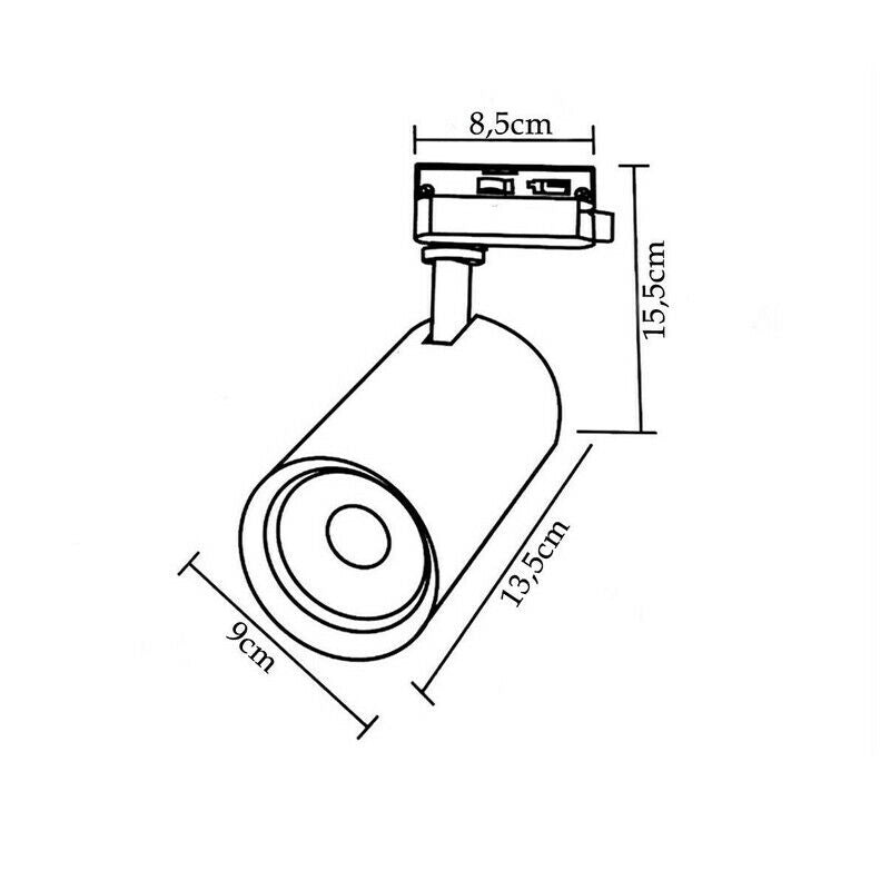 FARETTO DA BINARIO ORIENTABILE 15W LUCE CALDA ROTABILE FARO LED COB DA SOFFITTO