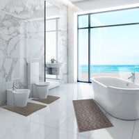 Tappeto Bagno 3D Morbido Assorbente Antiscivolo Lavabile Scendiletto Camera Set 3 Pezzi Marrone