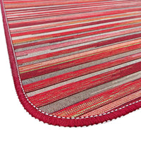 Tappeto Cucina Bordato Tessitura Piatta Bagno Camera Corridoio Stile Bamboo Bordeaux 52x280 cm